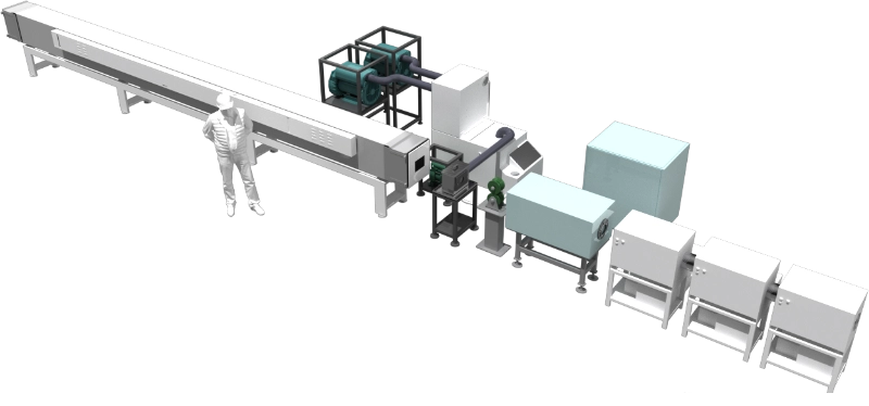 Stanza Machinery - Recubrimientos al vacío con base acuosa: Lavado y secado, calor por inducción, recubrimiento al vacío, curado en túnel